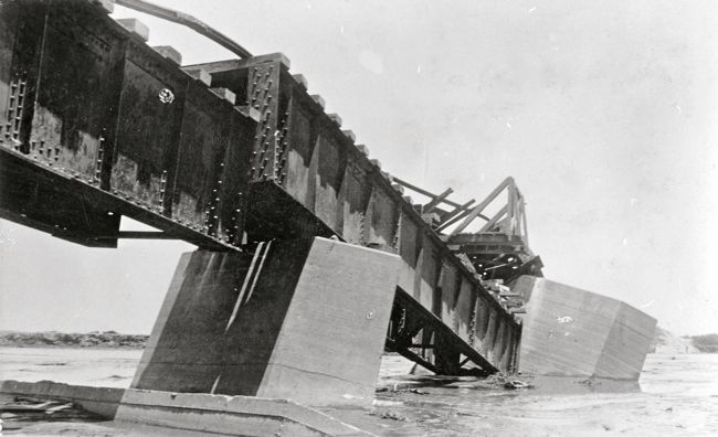 Railway bridge between Swakopmund and Walvis Bay tumbled