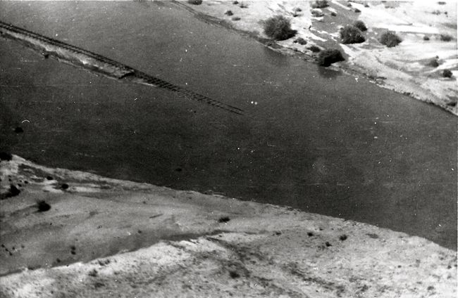 Floods in Heide-Tsumis. Railway line washed away. January 1934