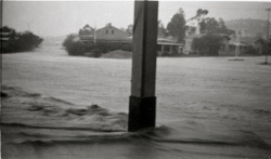 Floods in Windhoek, Kaiser Street, in front of Hotel Alter Römer. March 1934